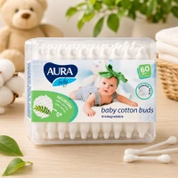 Aura Baby Betisoare de vata pentru copii 60 buc bat de hirtie - thumbs image 2