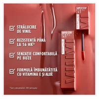 Maybelline Ruj lichid rezistent SuperStay Vinyl Ink 115 Peppy - thumbs image 6