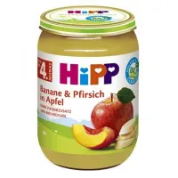 HiPP Piure de fructe Banane Piersica Mar, de la 4 luni, 190g Bio