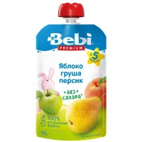 Пюре Bebi Premium яблоко-груша-персик 90г с 5 месяцев