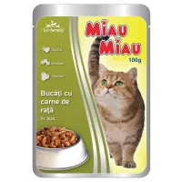 Miau Miau Hrana pentru pisici cu carne de rata in sos 100gr ( plic)