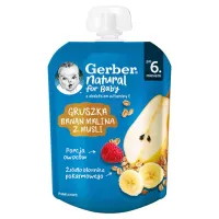 Gerber Piure din pere, banan, zmeura si cereale 80g