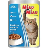 Miau Miau Hrana pentru pisici cu carne de somon in sos 100gr ( plic )
