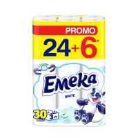Emeka Hartie igienica, 3 straturi, 24+6 role White - thumbs image 1
