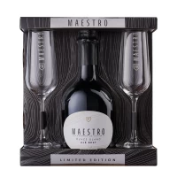 Maestro Набор игристое вино белое брют 0,75 л + 2 бокала богемия