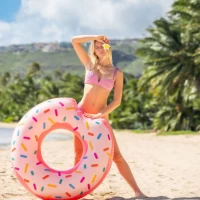 Надувной круг для плавания Donut Rainbow, 107 см, до 80 кг, от 9 лет, Intex (56265) - thumbs image 2