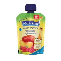 Nutrino Piure din mere, piersici, capsuni si zmeura (8 luni) 100g