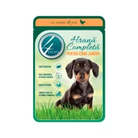 4Dog Hrana pentru caini Juniori cu carne de pui in sos 100gr ( plic )
