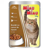 Miau Miau Hrana pentru pisici cu carne de iepure in sos 100gr ( plic )