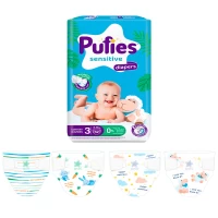 Pufies Подгузники Sensitive ML MP MIDI N3, 6-10 кг, 62 шт - thumbs image 2