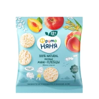 FrutoNanny Gustare crocanta de orez cu mere si piersici (12+ luni), 30 g