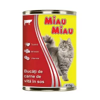 Miau Miau Conserva pentru pisici cu carne de vita 415gr