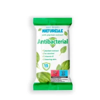 Naturelle Antibacterial Влажные салфетки с экстрактом листья подорожника 15 шт