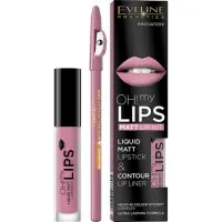 Eveline Set №3 Ruj de buze mat Oh My Lips 4,5ml +Creion de buze Max intens color