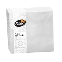 Silken 33x33 2 str 50 buc Servetele de masa Albe